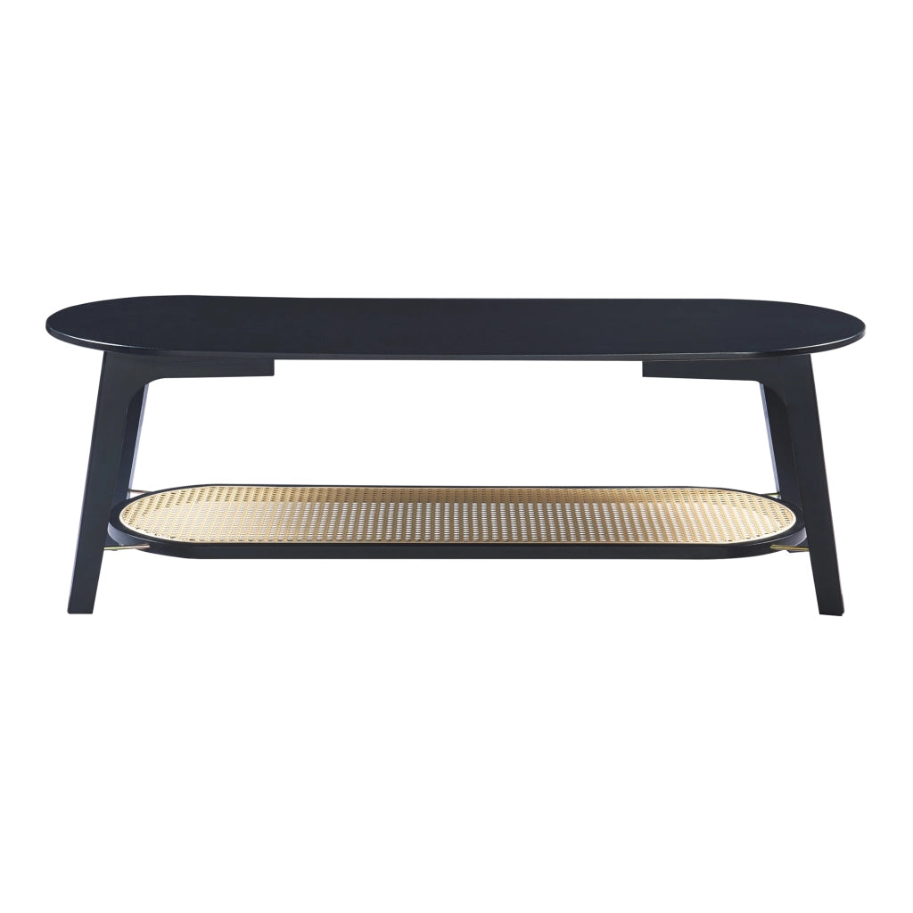 Tavolino Centrale da Salotto Taivalkoski Ovale - Nero / Beige [en.casa]