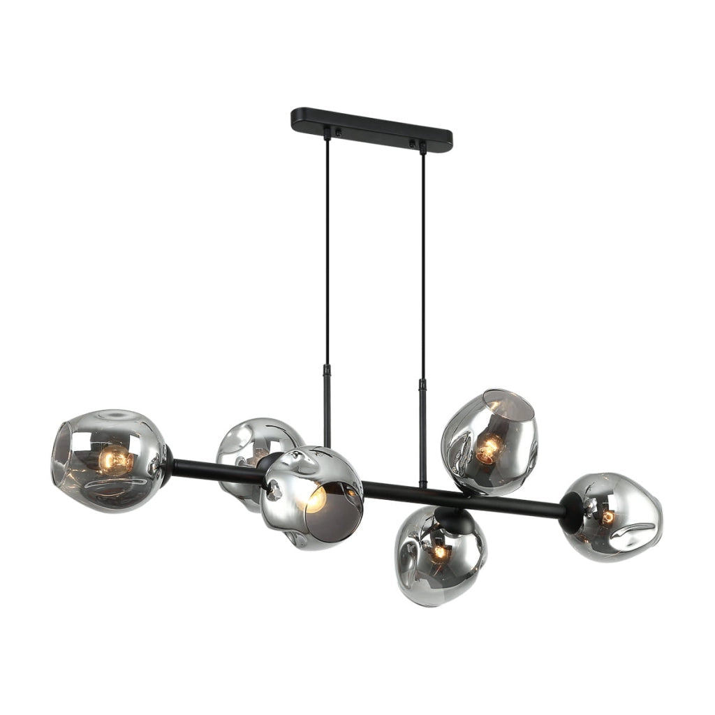 Lampadario Italux Borgo nero fumé acciaio/vetro 6xE27