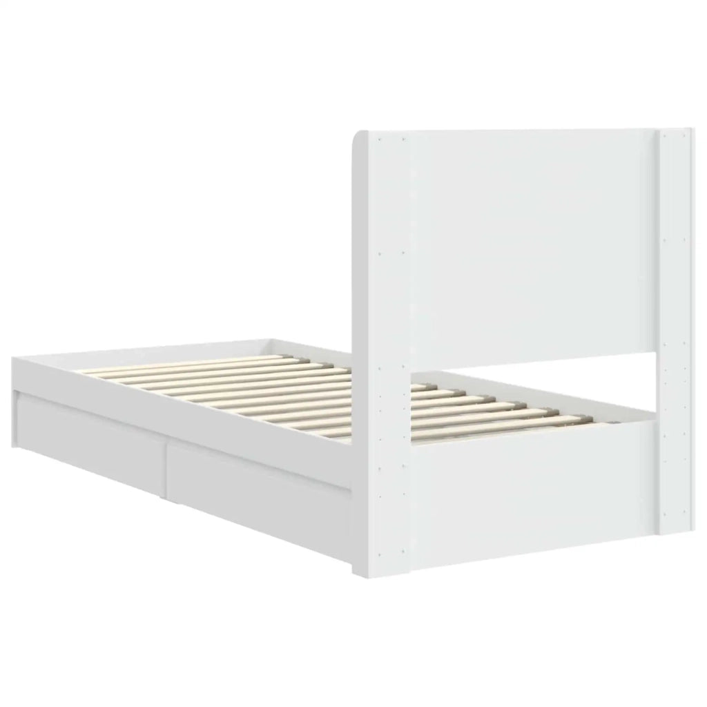 Struttura del letto con stoccaggio e testata Bianco 75 x 190 cm 3414067