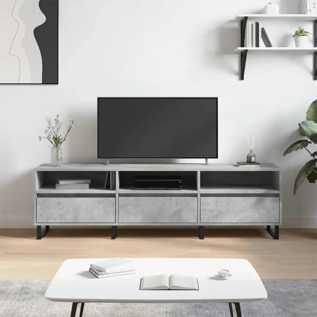 Mobile TV Grigio Cemento 150x30x44,5 cm Legno Multistratocod mxl 104196