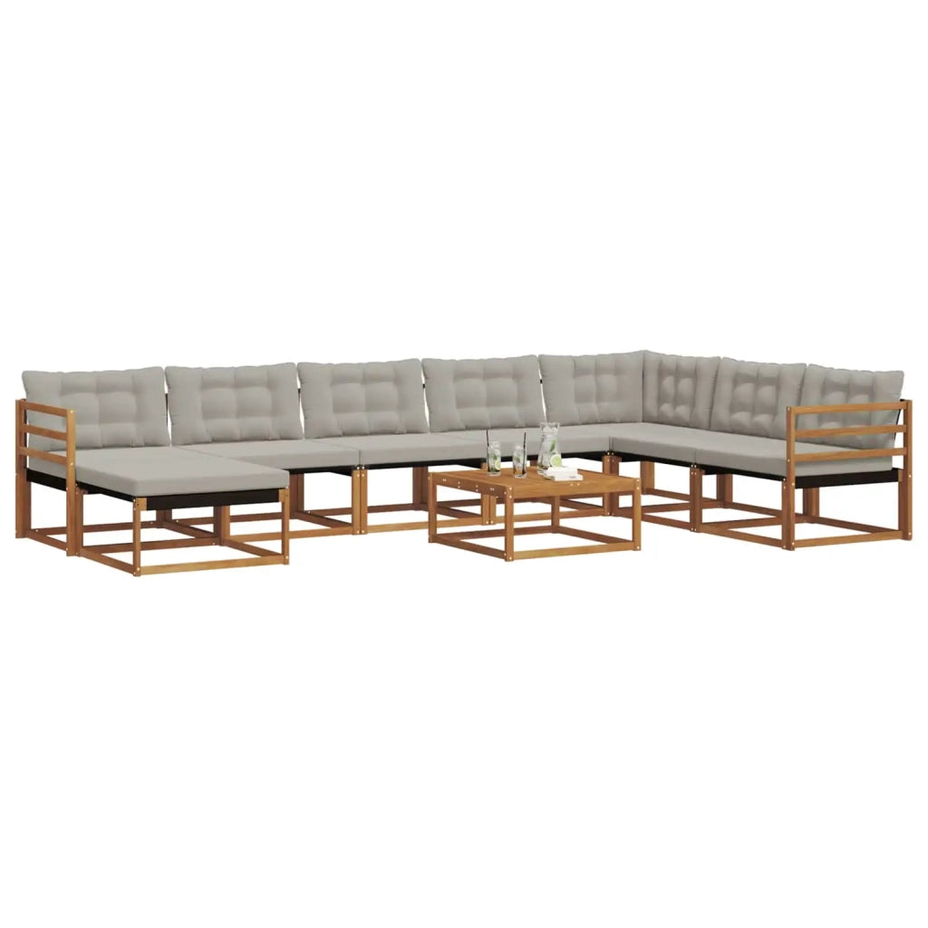 Set di divani da esterno 9 pcs Grigio Naturale e Chiaro 3369758