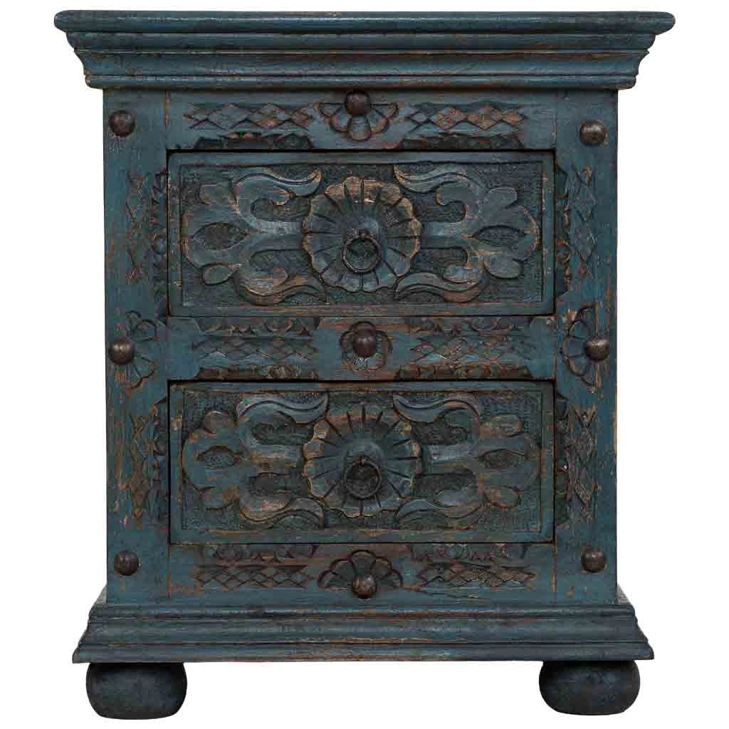 Mobile da ingresso artigianale in legno blu 50x40x60h cm
