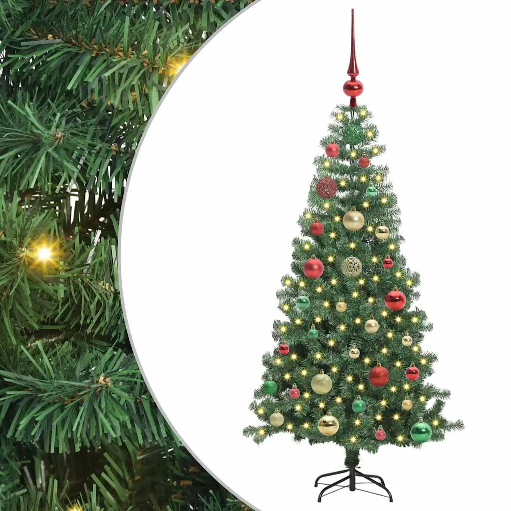 Albero di Natale con 150 LED con supporto Verde 120 cm PVC 3396366