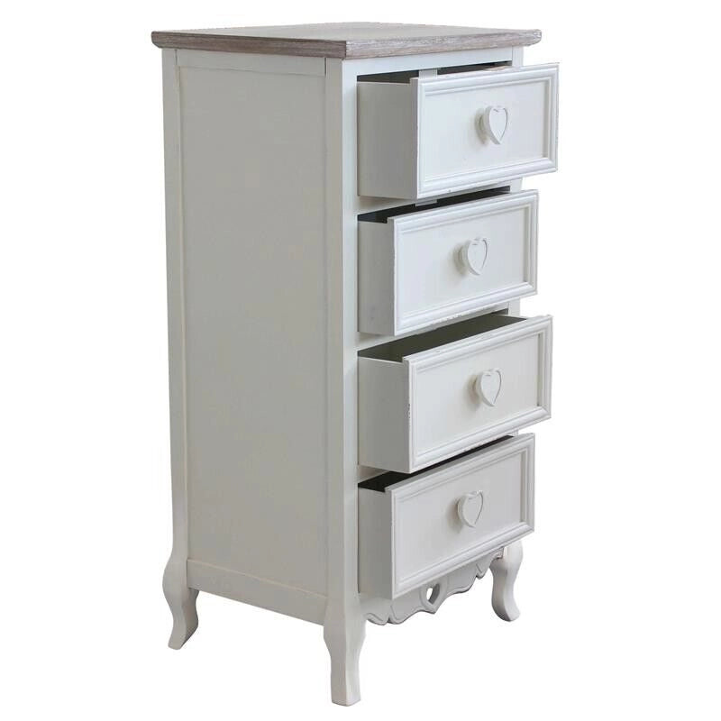 CASSETTIERA CUORE IN LEGNO DI PAULOWNIA CON 4 CASSETTI 44 X 34 X H90 CM