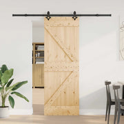 Porta scorrevole NARVIK Naturale e Nero 70 x 210 cm (213,5 cm)