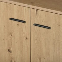 Credenza Moderna con 3 Ante e 3 Cassetti, Maniglie in Metallo, per Soggiorno e Cucina, 150x35x75.9 cm, Nero Marrone