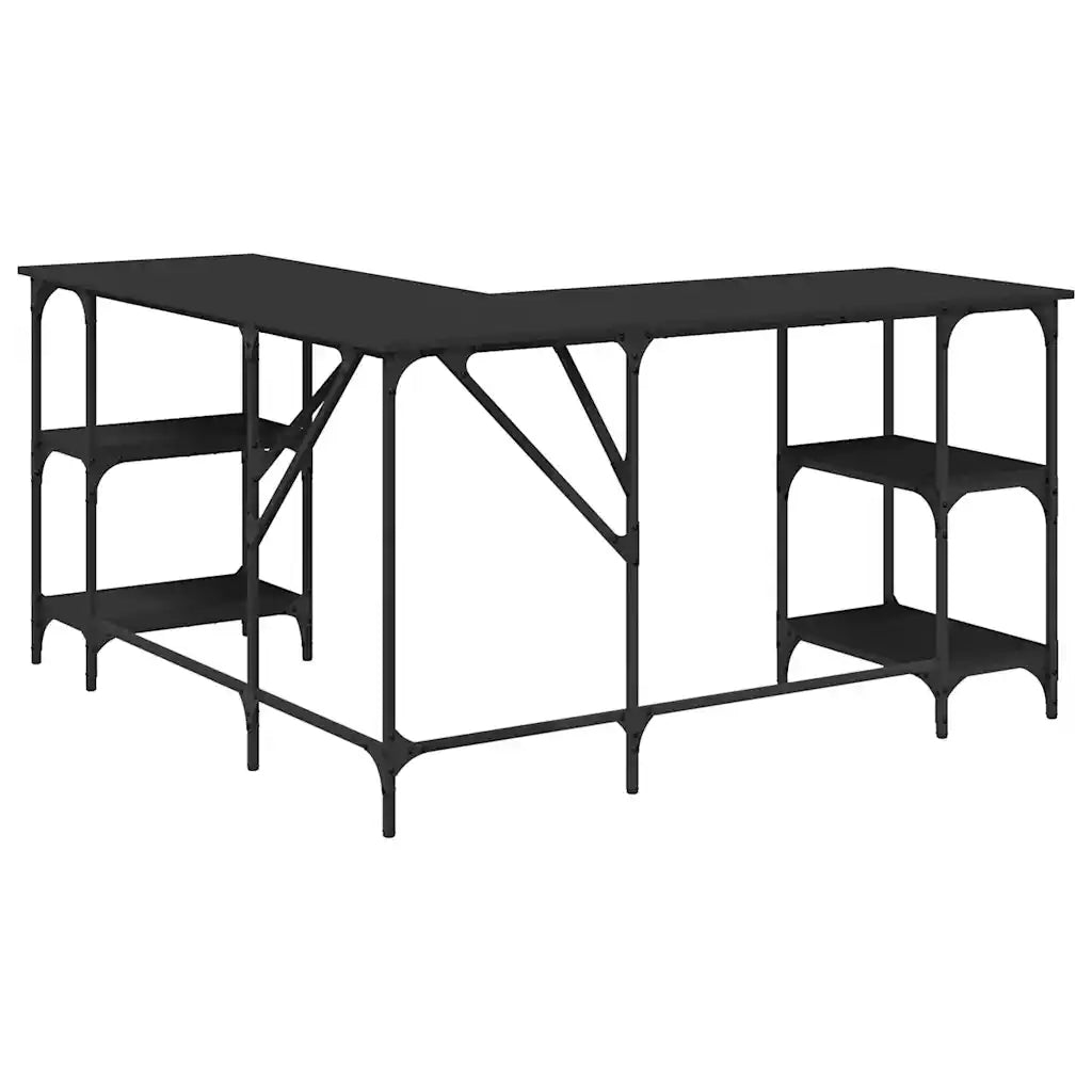 Scrivania Nera 139x139x75 cm in Legno Multistrato 837592