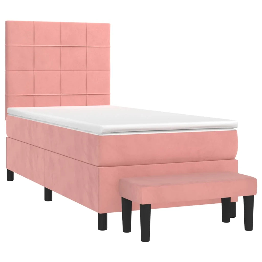 Giroletto a Molle con Materasso Rosa 100x200 cm in Velluto 3137832