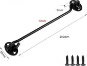 Gancio e catenaccio per porta di garage in acciaio inossidabile, catenaccio per porta di garage, gancio per porta di garage, 2-pack, nero, 20 cm