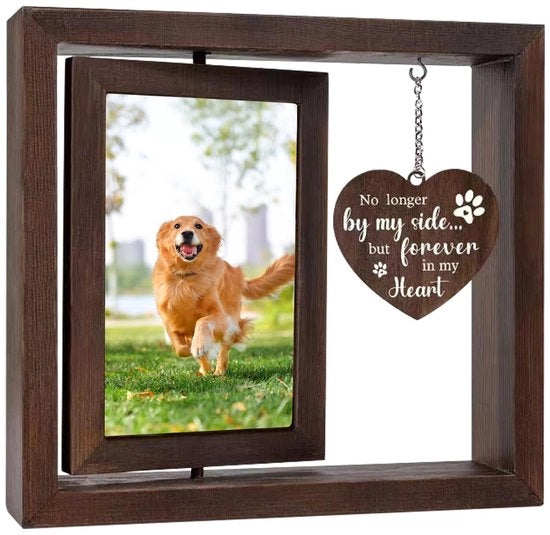 Fotolijst Rotativa 360° in Legno - Per Ricordi di Cane/Gatto - Cornice Esterna 23x20,5cm - Cornice Interna 14x9cm - Materiale di Alta Qualità - Lijst di Ricordo