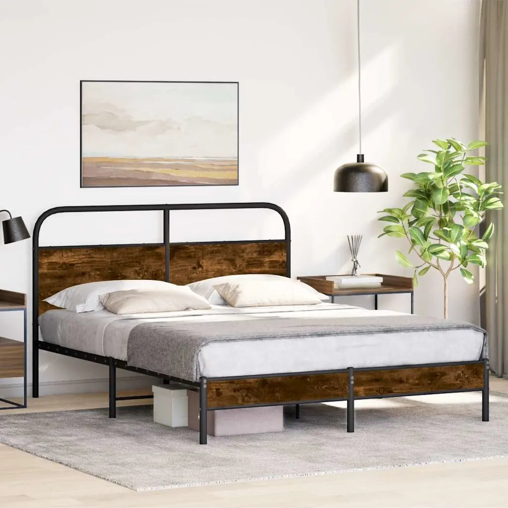 Giroletto senza Materasso-Struttura Letto Rovere Fumo 150x200 cm in Truciolato 706713