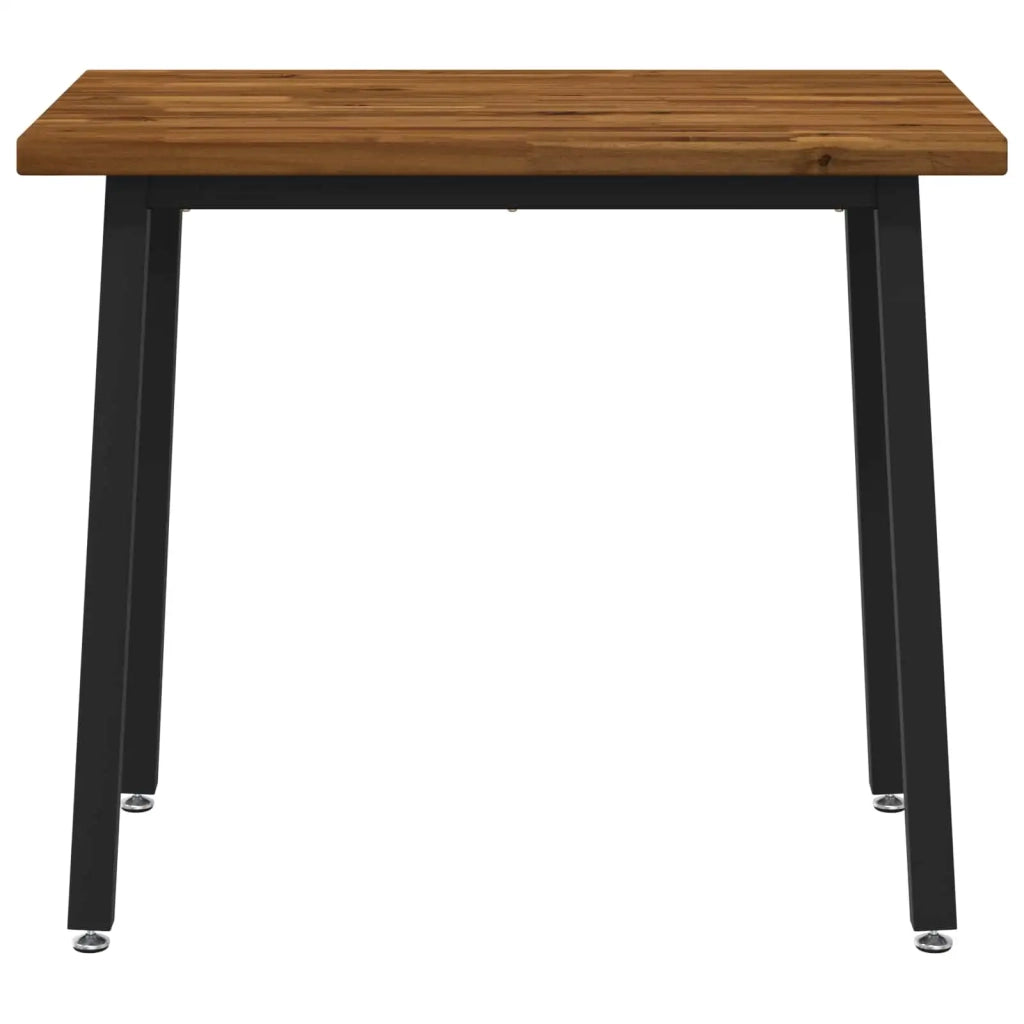 110 x 55 x 75 cm Legno di Acacia Massello Naturale e Nero 937581