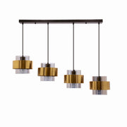 Lampadario Candellux Spiega 4xE27 nero ottone vetro fumé