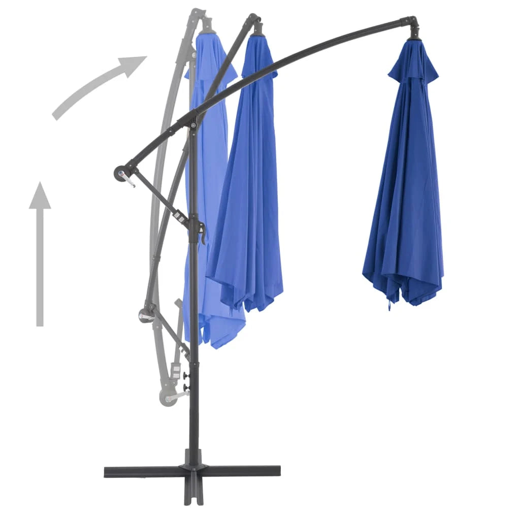 Ombrellone a braccio con palo in alluminio blu da 300 cm 02_0008479