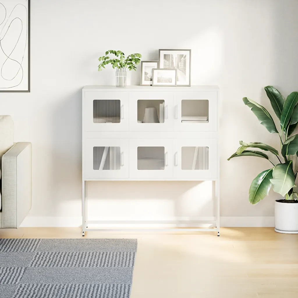 Credenza Bianca 100,5x39x107 cm in Acciaio Laminato a Freddo 853427