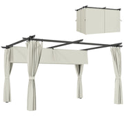 Pergola con Tetto Retrattile e Tende ¨C zephmum ¨C Grigio 300x300 cm