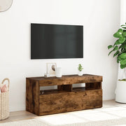 Mobile Porta TV con Luci LED Rovere Fumo 90x35x40 cm 815675