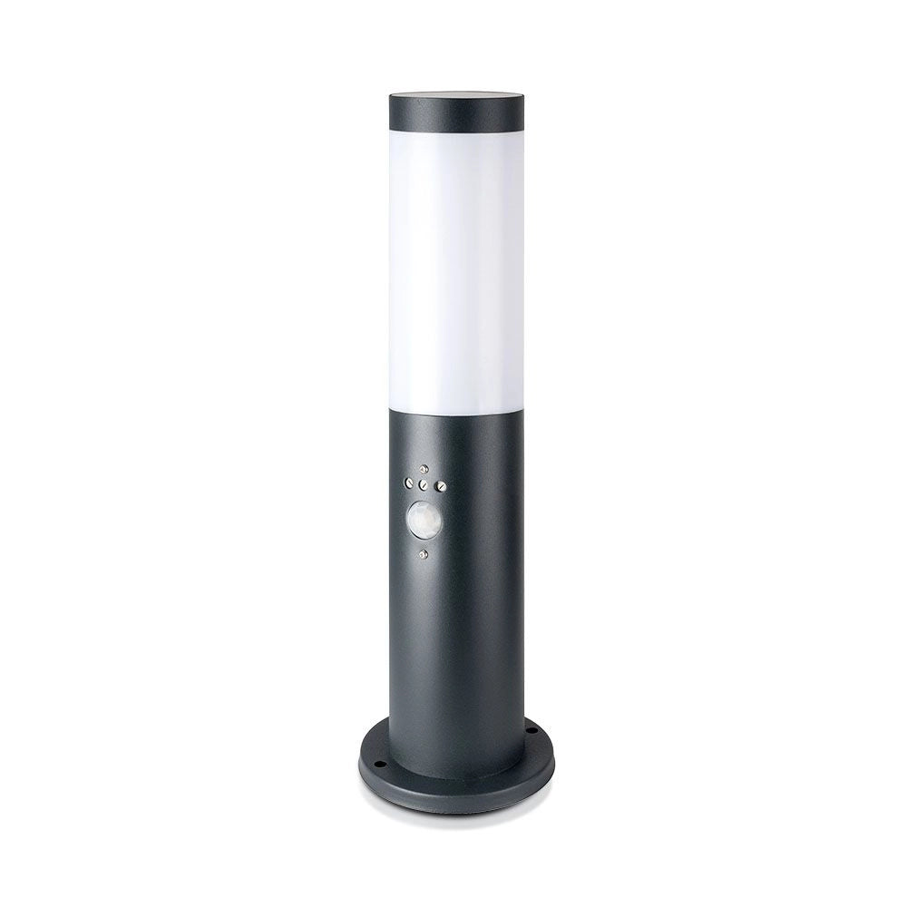 Piantana LED da Giardino 45cm con Portalampada E27 (max 60W) in Acciaio Inossidabile IP44 con sensore di movimento Colore Grigio SKU 8965