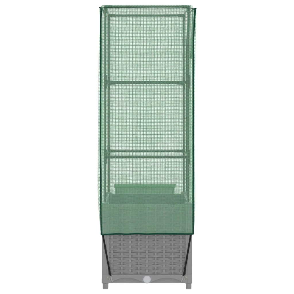Aiuola rialzata/fioriera con copertura effetto rattan 40 x 40 x 139 cm grigio chiaro 02_0038776
