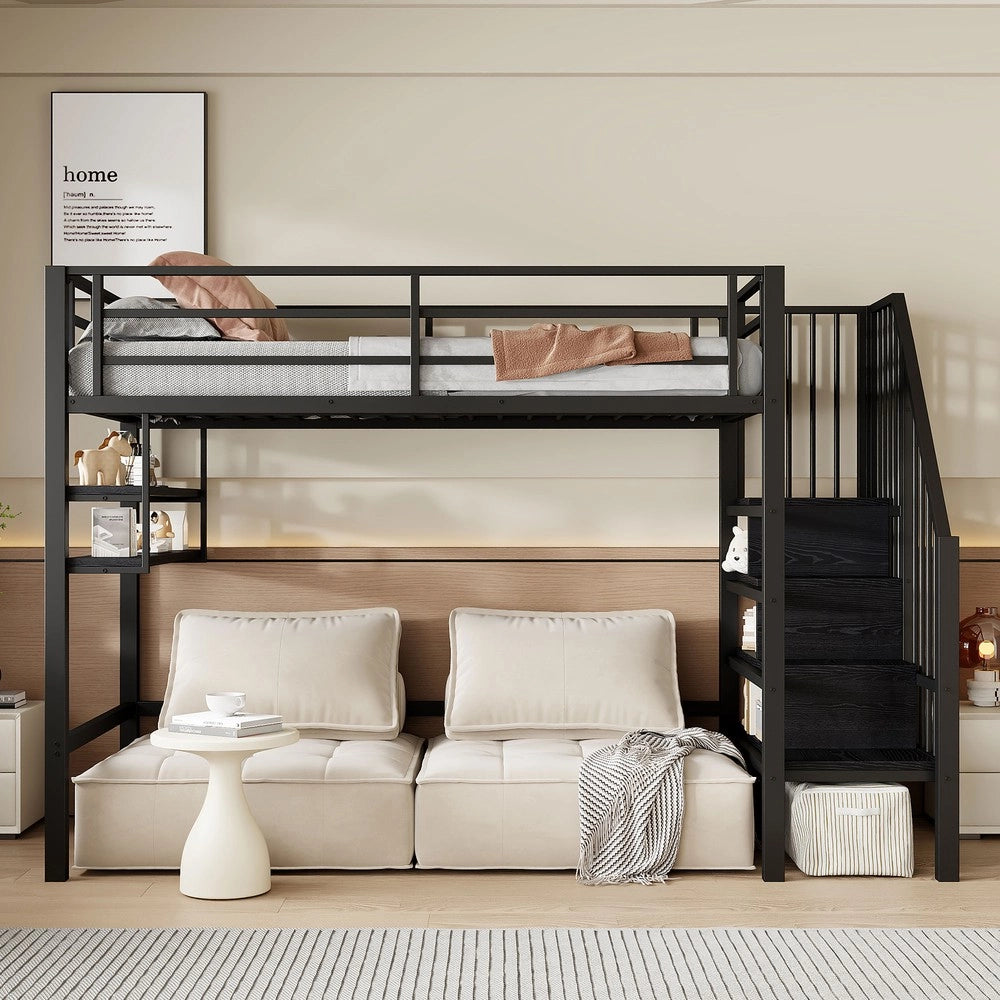 Letto a Soppalco con Gel?nder e Contenitore ¨C MINIMAL ¨C Nero 90x200