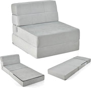 3 in 1 Divano Letto, Materasso da Pavimento 15 cm in Schiuma ad Alta Densità Traspirante, Letto Ospite Portatile per Soggiorno Camera (Grigio)