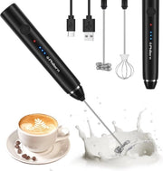 Melkopschuimer Elettrico Portatile - Melkopschuimer USB Riscaldabile con Doppia Barriera e 3 Velocità per Caffè, Latte e Cappuccino