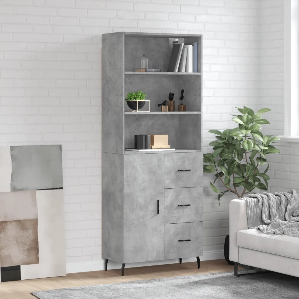 vidaXL Credenza Grigio Cemento 69,5x34x180 cm in Legno Multistrato