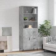vidaXL Credenza Grigio Cemento 69,5x34x180 cm in Legno Multistrato