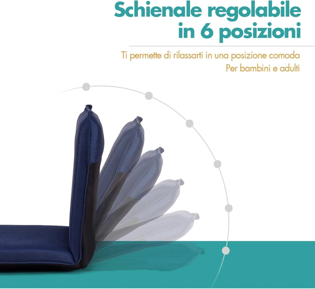 Sedia da Pavimento Poltrona da Terra, Sedia Reclinabile Imbottita, per Salotto Camera da Letto e Studio (Blu)