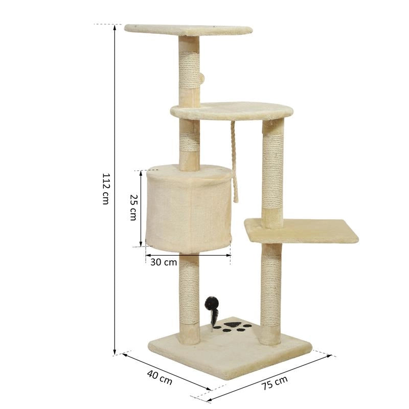 ALBERO TIRAGRAFFI PER GATTO BEIGE 75X40X112 CM