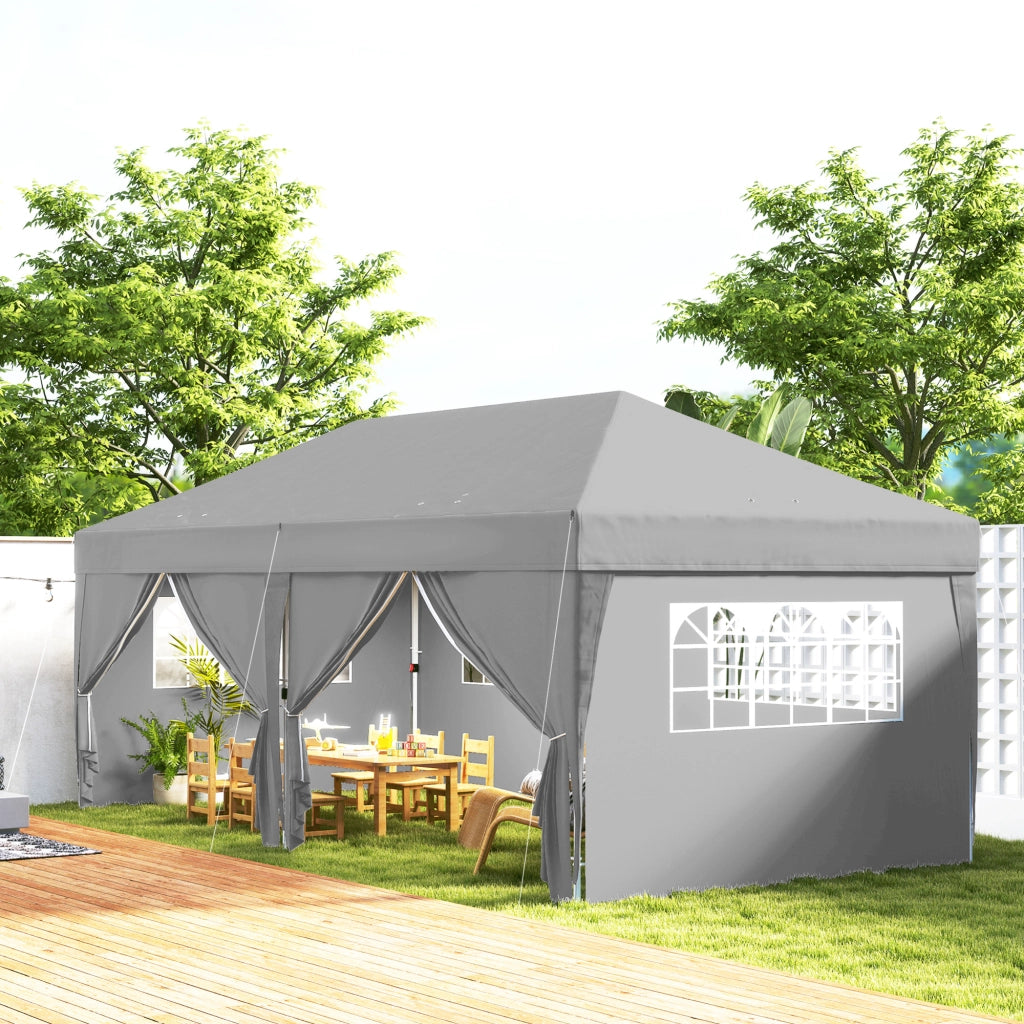 Tenda da giardino pieghevole ¨C zephmum ¨C grigio 3x6 m con 6 pannelli laterali