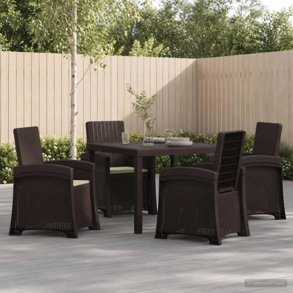 Set da Pranzo per Giardino 5 pz Marrone e Crema PP 3430107