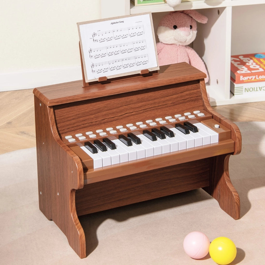 Mini tastiera pianoforte digitale in legno con modalit¨¤ insegnamento, Mini tastiera pianoforte 25 tasti bambini Marrone-Tastiere elettriche