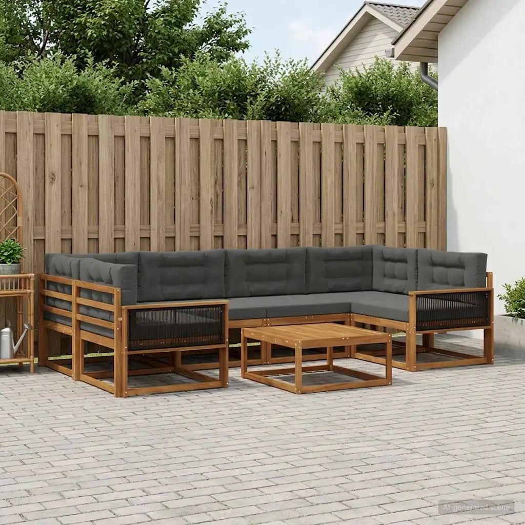 Set di divani da esterno con cuscino 7 pcs Naturale e Antracite 3382385