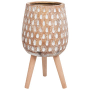 Vaso per piante Marrone chiaro Magnesio Base rotonda in legno massiccio Vaso per piante alte