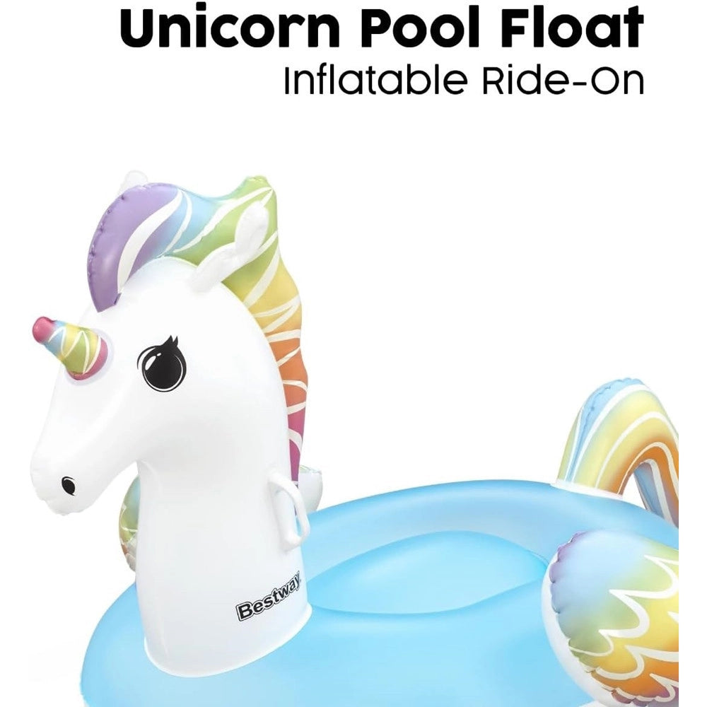 Trade Shop - Cavalcabile Unicorno Fantasy Galleggiante Gonfiabile Piscina Spiaggia Con Maniglie 41114 -