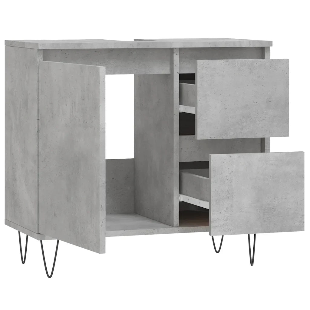 Mobile contenitore multifunzionale per il bagno 65 x 33 x 60 cm stile industriale legno composito grigio cemento 02_0049043