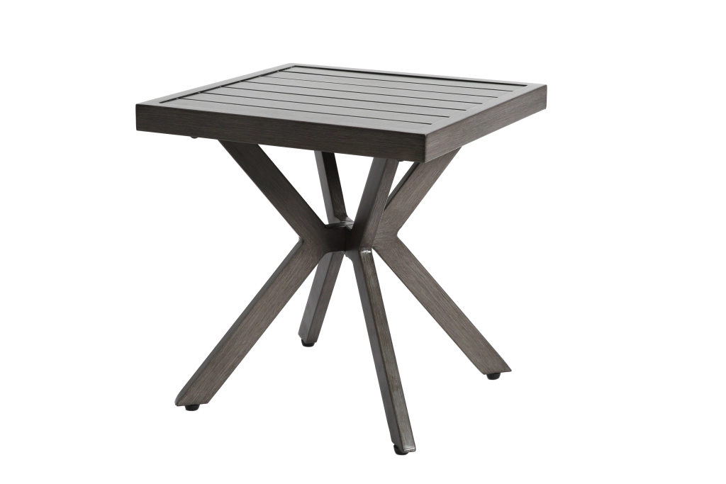 Tavolino laterale/d'appoggio quadrato in alluminio per esterni, ideale per patio, giardino, piscina o come complemento d'arredo per interni. Facile