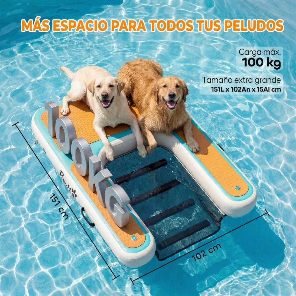 Rampa per Cani Gonfiabile per Piscine Barche Laghi ¨C zephmum ¨C Grigio 151x102 cm Superficie Antiscivolo EVA