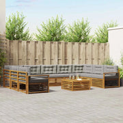 Set di divani da esterno 10 pcs Grigio Naturale e Chiaro