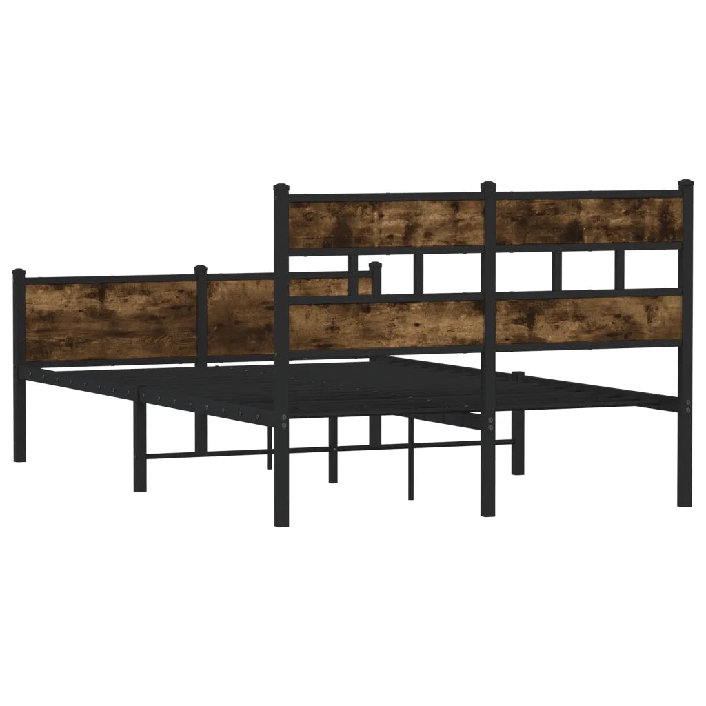 Letto matrimoniale | Letto per adulti | Giroletto senza Materasso Rovere Fumo 120x190 cm in Truciolato