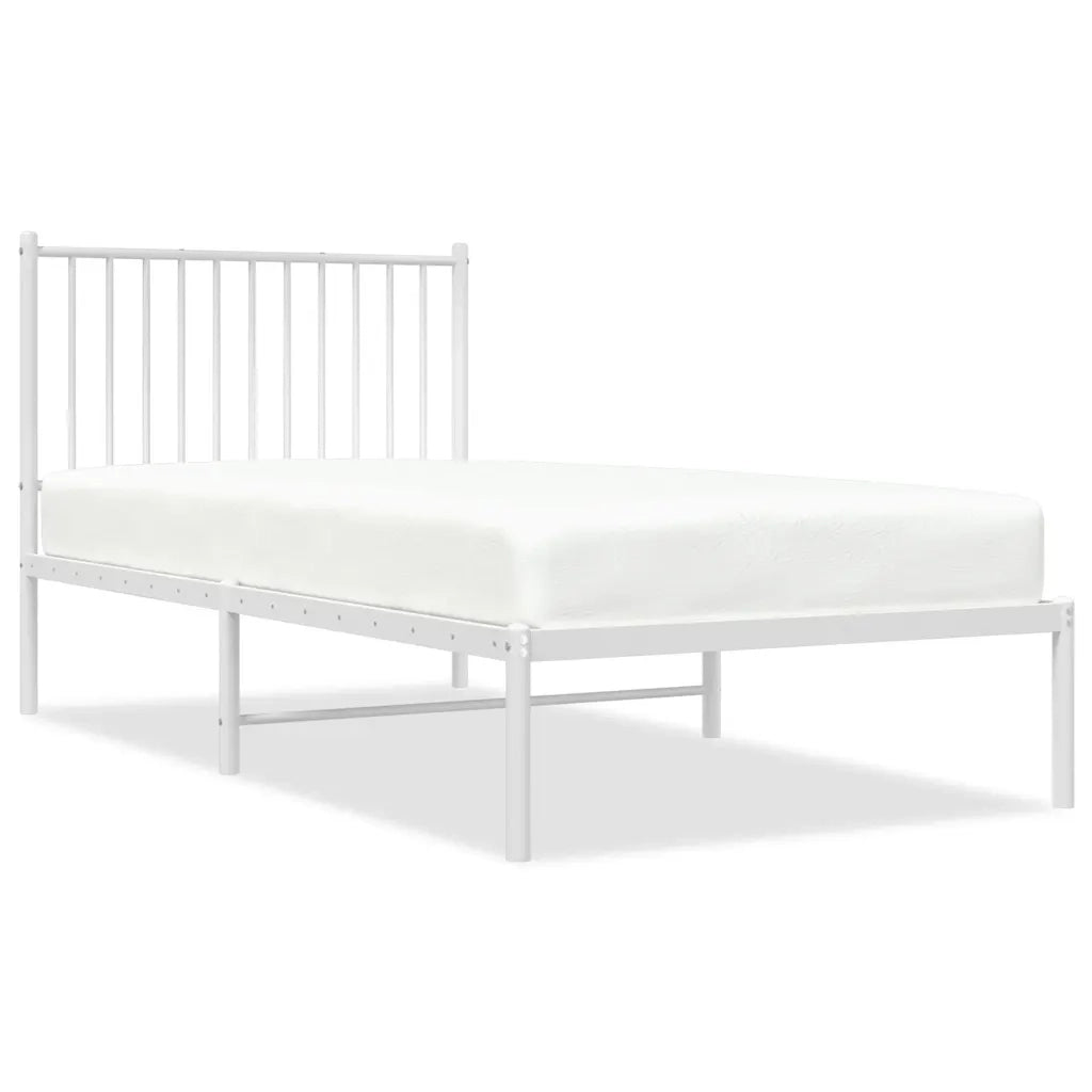 Giroletto con Testiera-Struttura Letto con testiera Metallo Bianco 90x190 cm 206396