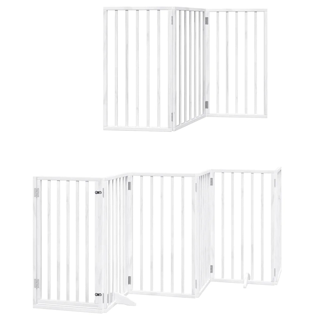 vidaXL Cancello Cani Porta Pieghevole Bianco 9 Pannelli 450 cm Pioppo