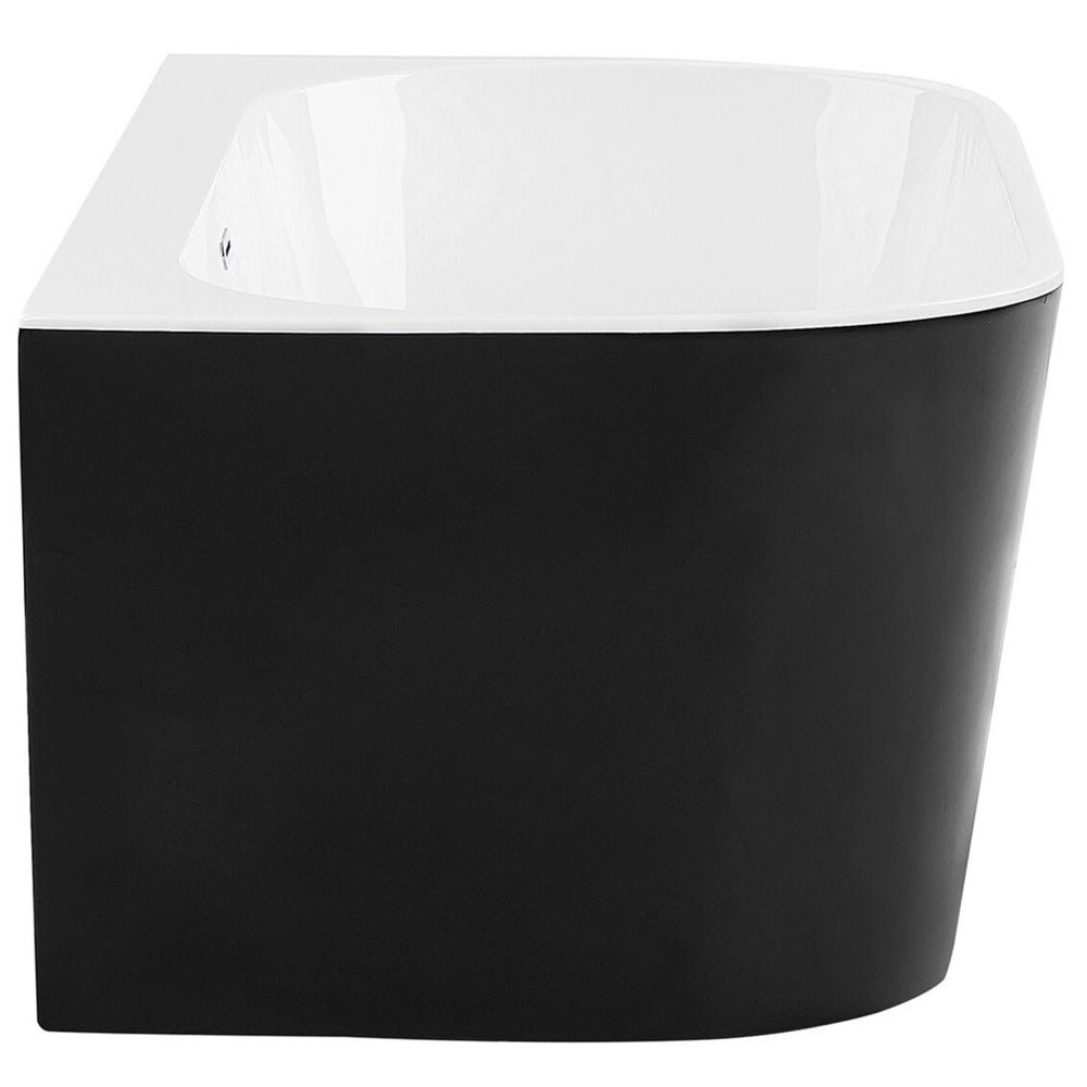 Vasca Da Bagno Nera Sanitaria Acrilica Ovale Singola 170 x 80 cm Con Sistema Di Troppopieno Tubo Di Scarico Design Moderno