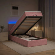 Letto Ottomano con Materasso e LED Rosa 80 x 200 cm Velluto 3457106