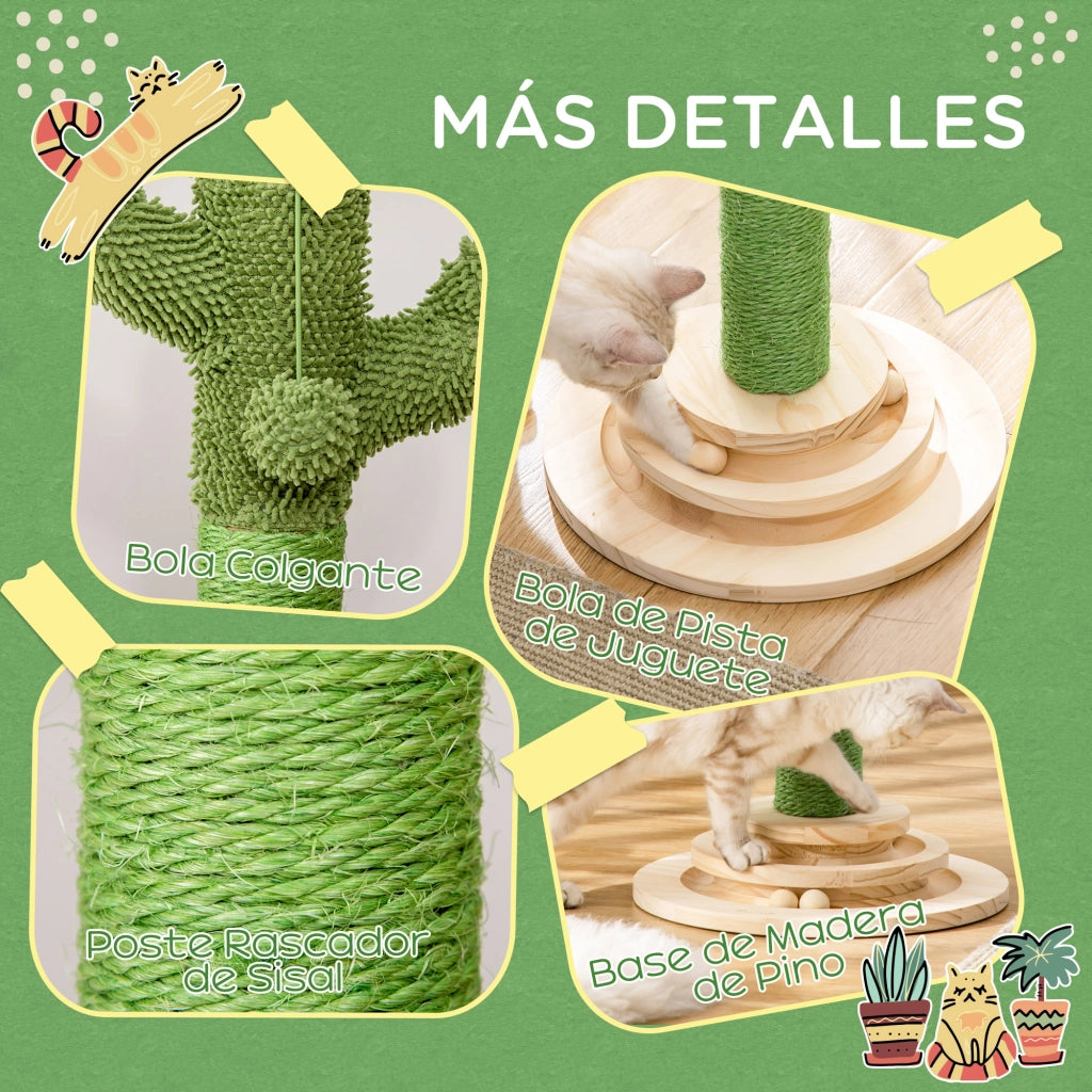 Albero Gratta Gatto Cactus ¨C zephmum ¨C Verde 32x32x60 cm