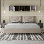 Letto imbottito Matrimoniale 200x210 cm Appia - Contenitore,Microfibra,Sabbia
