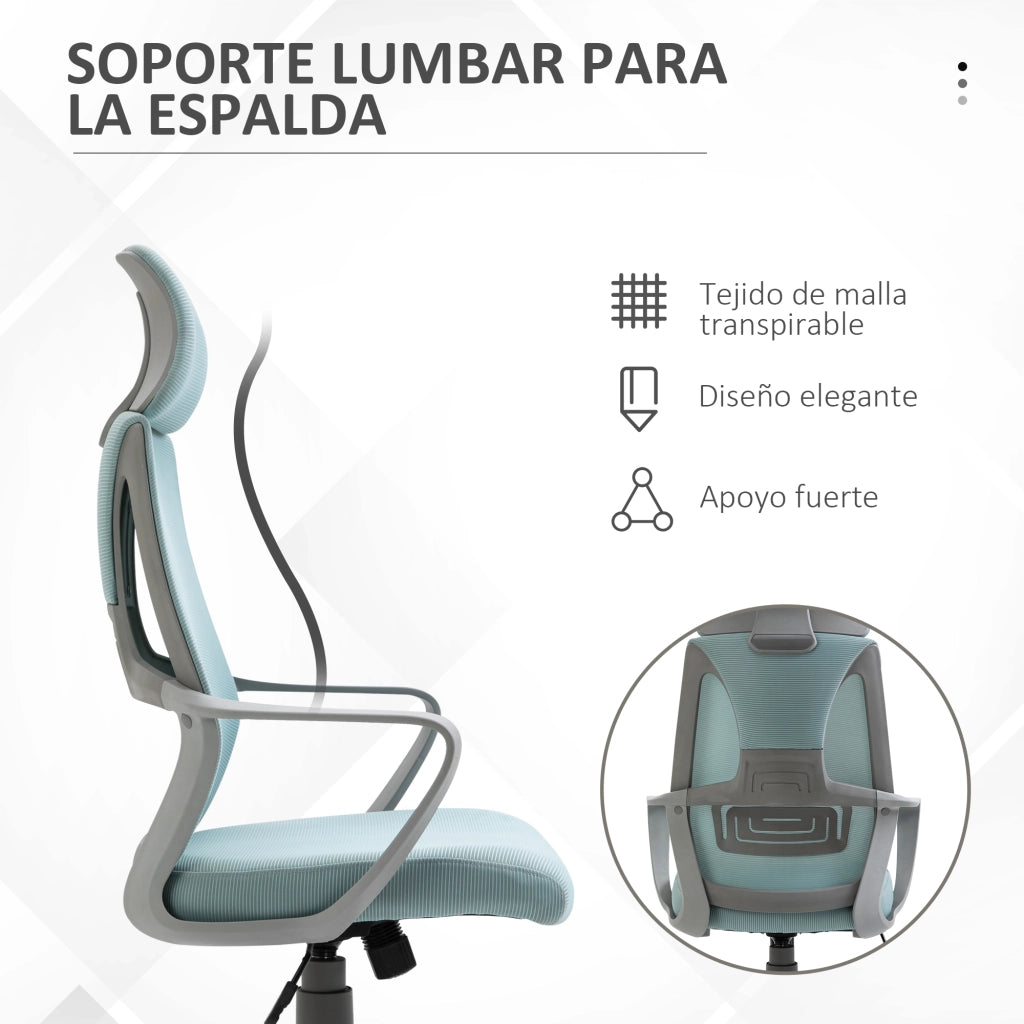 Sedia da ufficio regolabile con braccioli e poggiatesta ¨C zephmum ¨C blu 64x55x116-126 cm