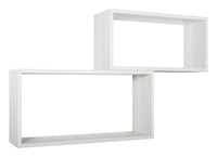 Set 2 Mensole Cubo da Parete Rettangolare in Fibra di Legno Bislungo Rovere Sbiancato