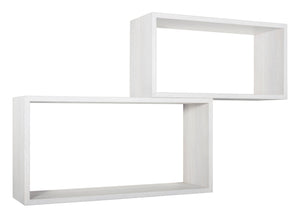 Set 2 Mensole Cubo da Parete Rettangolare in Fibra di Legno Bislungo Rovere Sbiancato